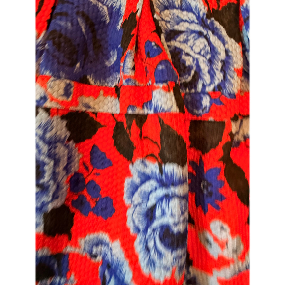 Womens HD in Paris Mini Skirt XS Red Blue Floral Retro Artsy Cottagecore Romanti - Picture 6 of 13